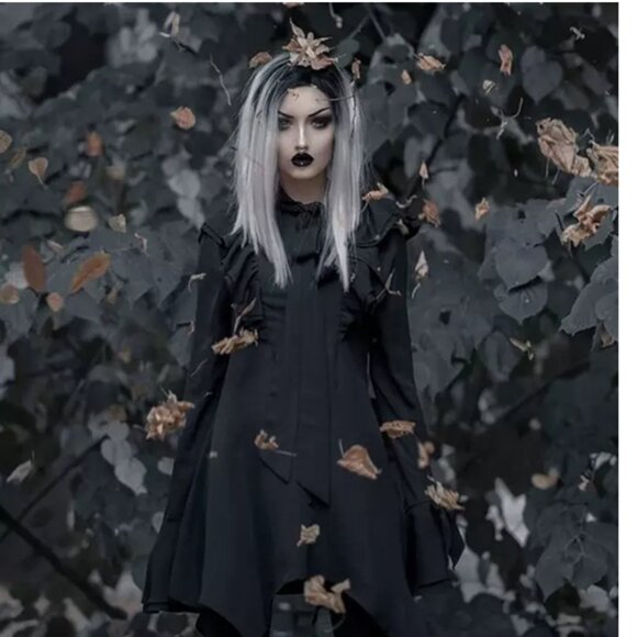 Killstar We Are The Weirdos Long Sleeve Ruffled Runa Tunic Blouse Button Up Top - Picture 6 of 9